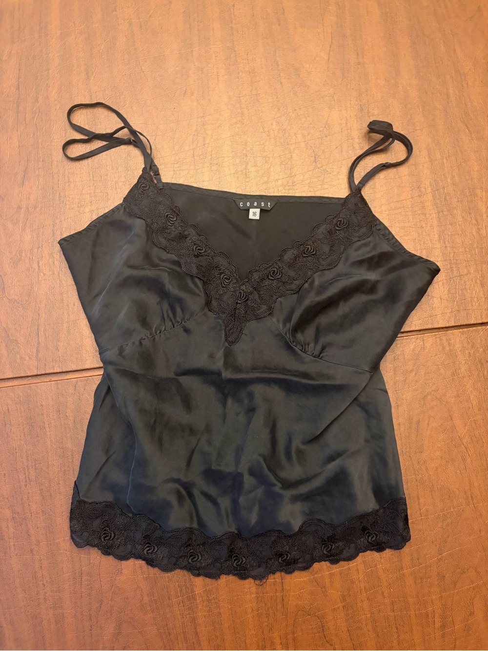 Coast Black Satin Lace Trim Camisole